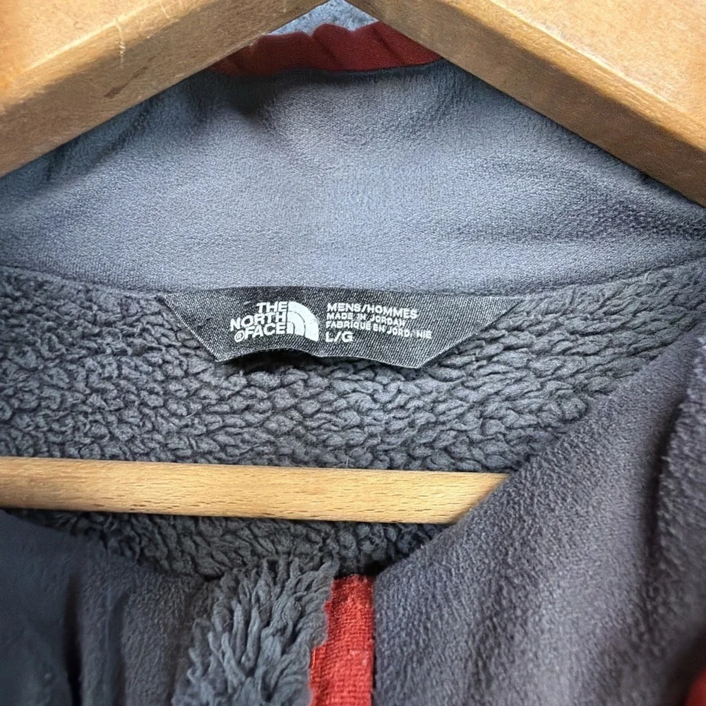 The North Face Windwall Jacket Mens Large Red Sherpa Lined Full Zip Windbreaker